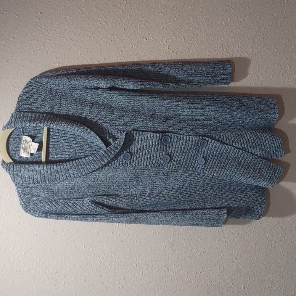 United States Sweaters double breasted blue heather cardigan, size XL